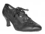 Dance shoes ladies black leather & black mesh van  